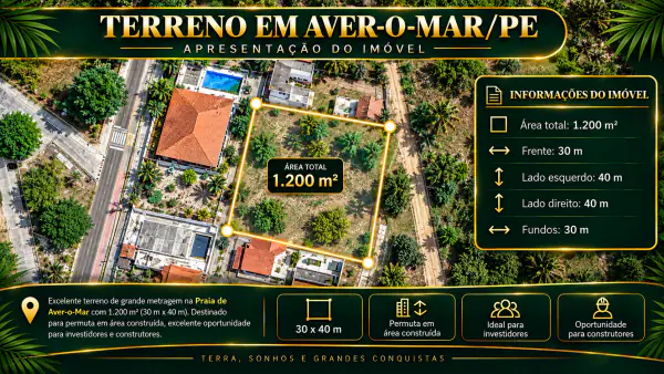 Terreno de 1.200 m² (30m x 40m) na Praia de Aver o Mar — foto 2
