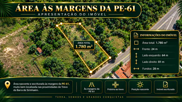 Área Premium de 1.780 m² às Margens da PE-61 (Trevo da Barra) — foto 1