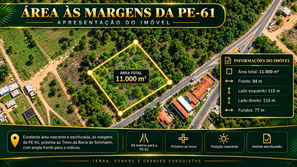 Área de 11.000 m² às Margens da PE-61 (Próximo ao Trevo da Barra) — foto 1