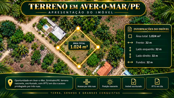Terreno de 1.221 m² Murado com Portão em Alumínio em Aver o Mar — foto 1