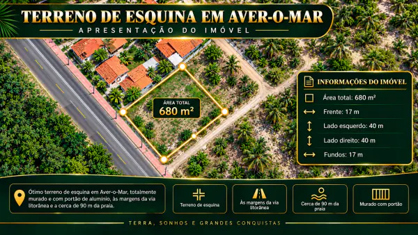 Terreno de Esquina de 680 m² a 90m da Praia em Aver o Mar — foto 1