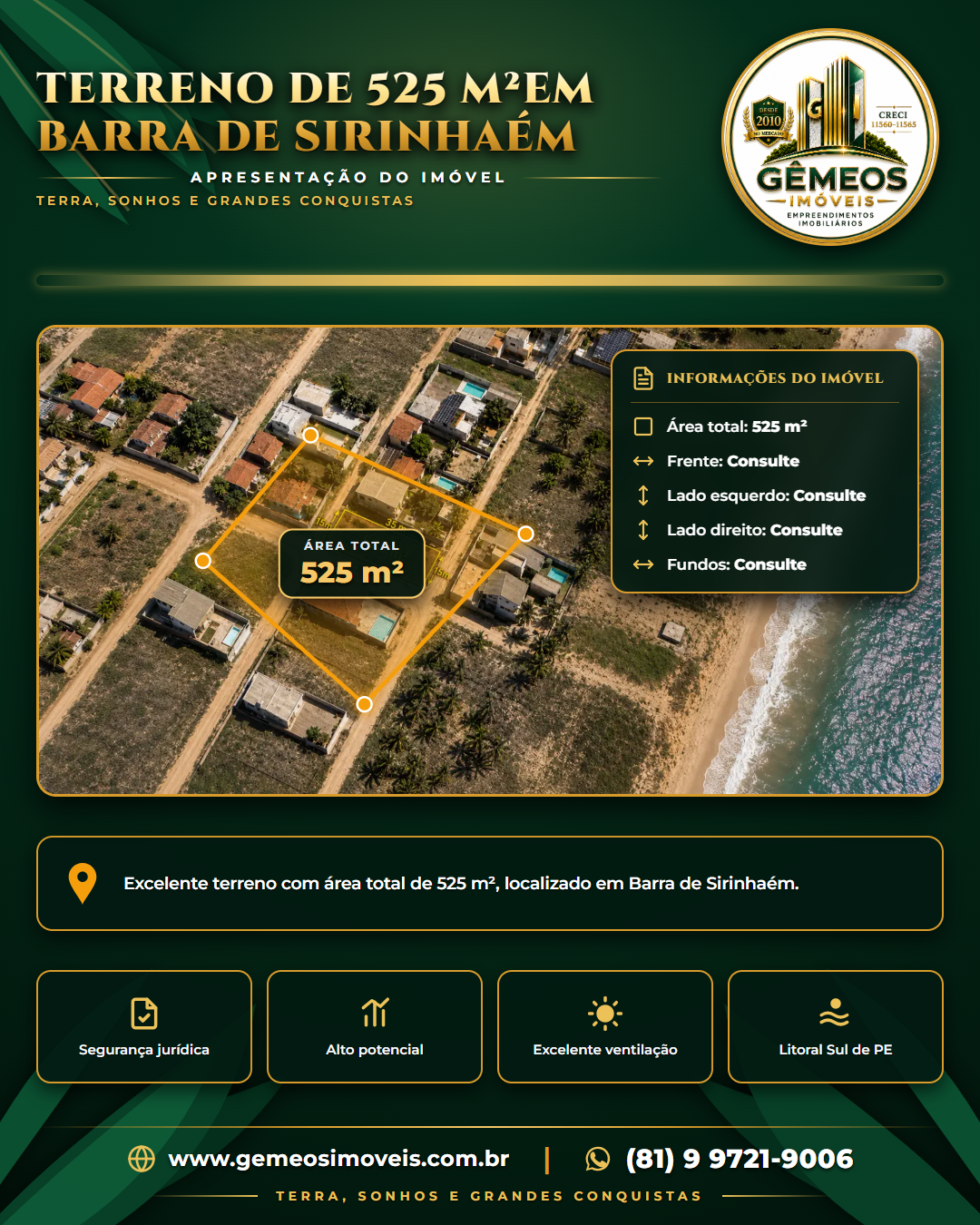 Terreno de 525 m² (15m x 35m) em Barra de Sirinhaém — foto 1